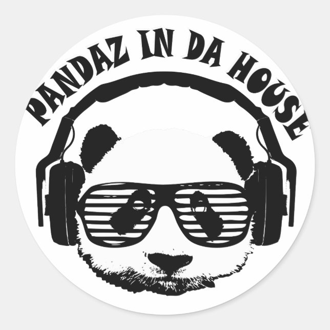 Pandaz in Da House Runder Aufkleber (Vorderseite)