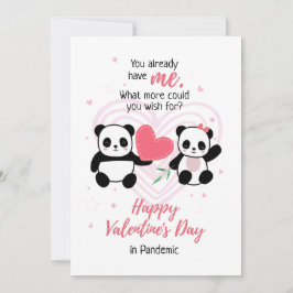 Pandemic Funny Valentine's Day Panda Feiertagskarte