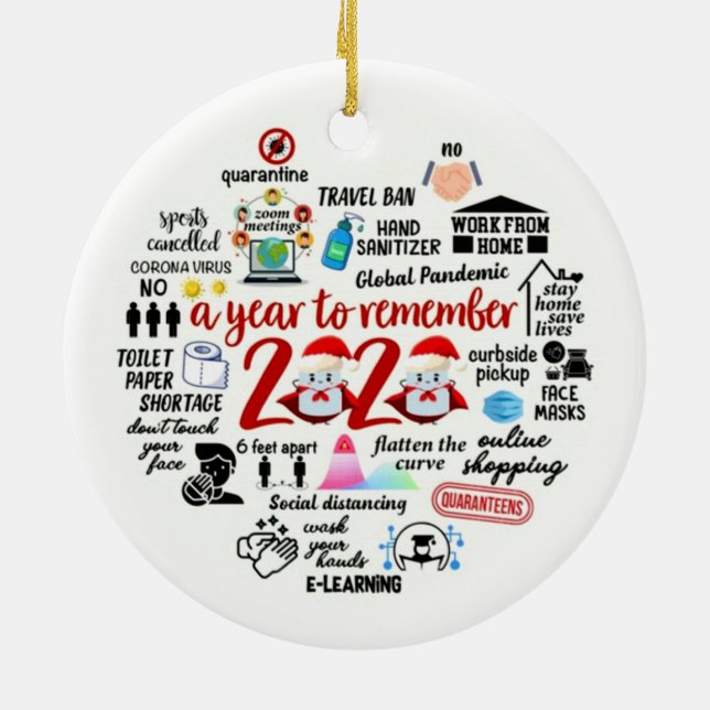 Pandemic Quarantine Weihnachten 2020 Keramik Ornament (Hinten)