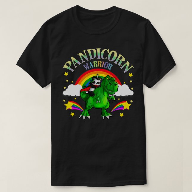 Pandicorn Warrior Panda Bear T Rex Dinosaur T-Shirt (Design vorne)
