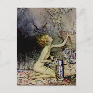 „Pandora öffnet die Büchse“ von Arthur Rackham Postkarte