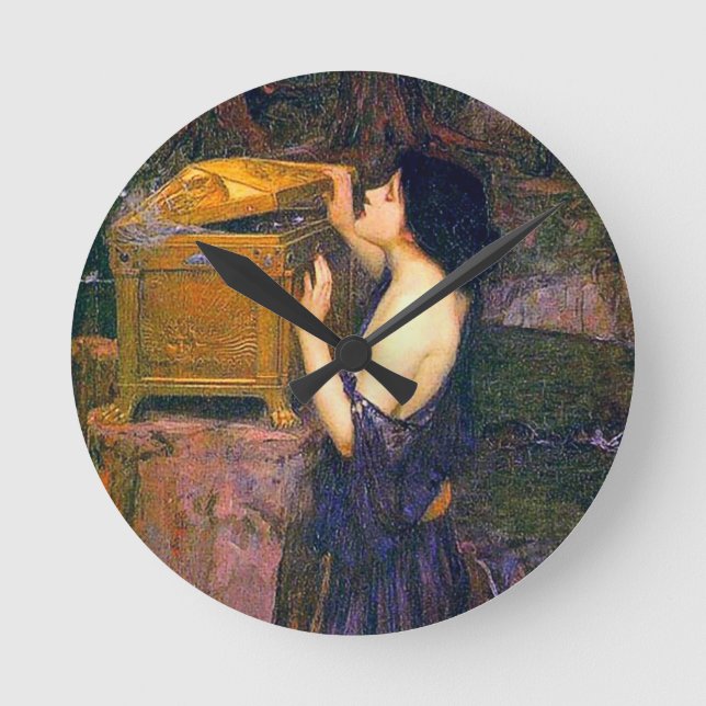 Pandora von John William Waterhouse Runde Wanduhr (Vorderseite)