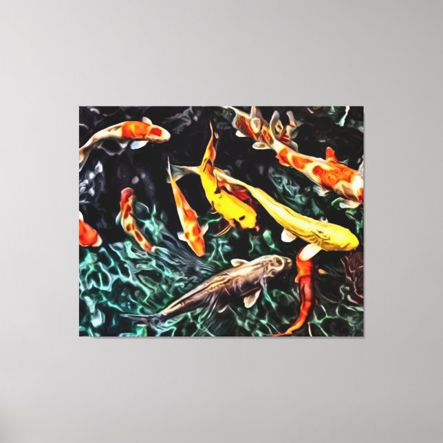 Panel Blue Fish Aquarium Sea Wand Malerei Leinwanddruck (Vorderseite)
