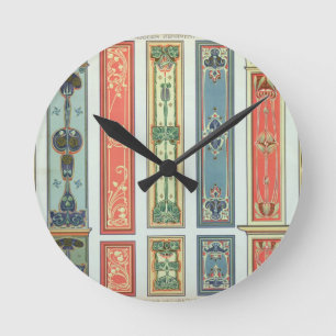 Panel designs, plate XII from 'Modern Ornament' pu Runde Wanduhr