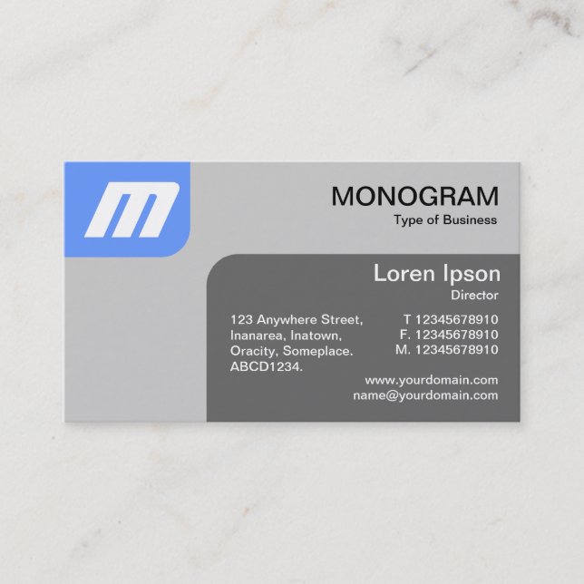 Panels MonoGram - Baby Blue und Gray Visitenkarte (Vorderseite)