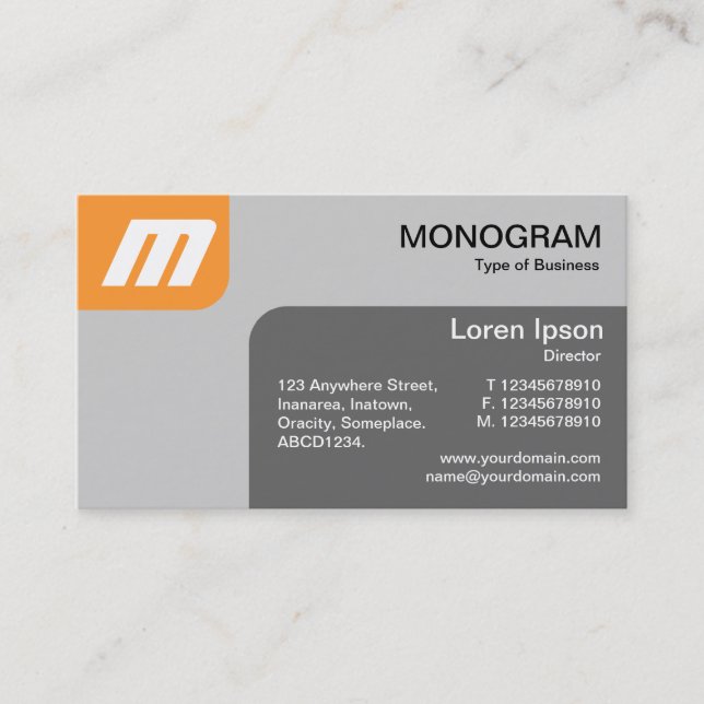 Panels MonoGram - Lt Orange und Gray Visitenkarte (Vorderseite)