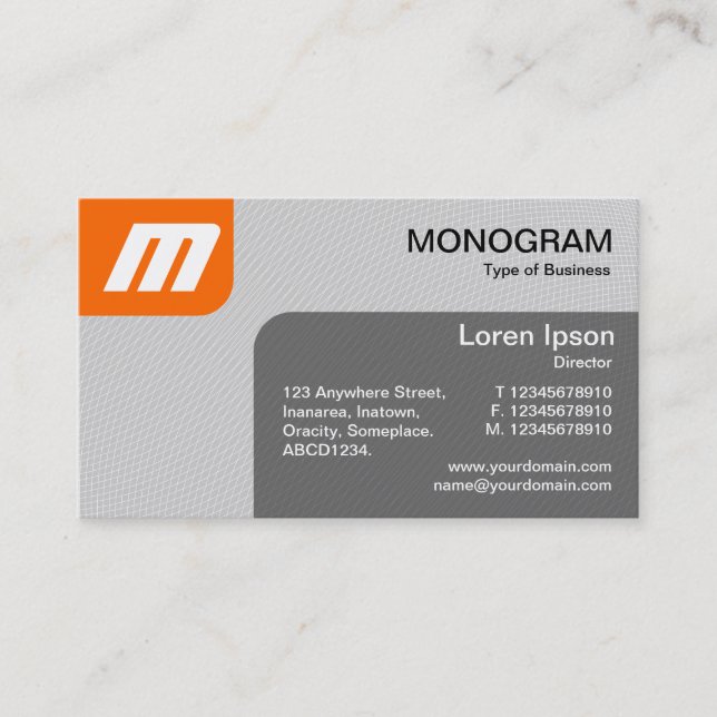 Panels MonoGram v2 - Orange und Gray Visitenkarte (Vorderseite)