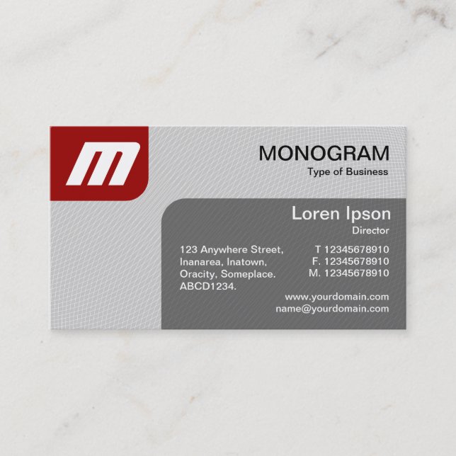 Panels MonoGram v2 - Ruby und Gray Visitenkarte (Vorderseite)