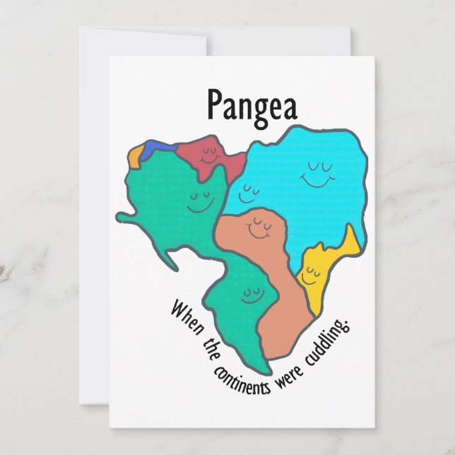 Pangea Continents Cuddling Multicolor Einladung (Vorderseite)