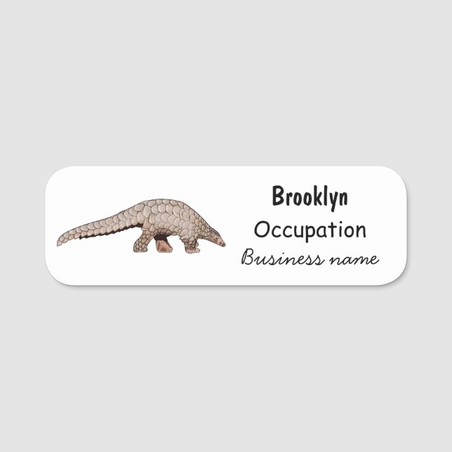 Pangolin-Cartoon Namensschild (Vorderseite)