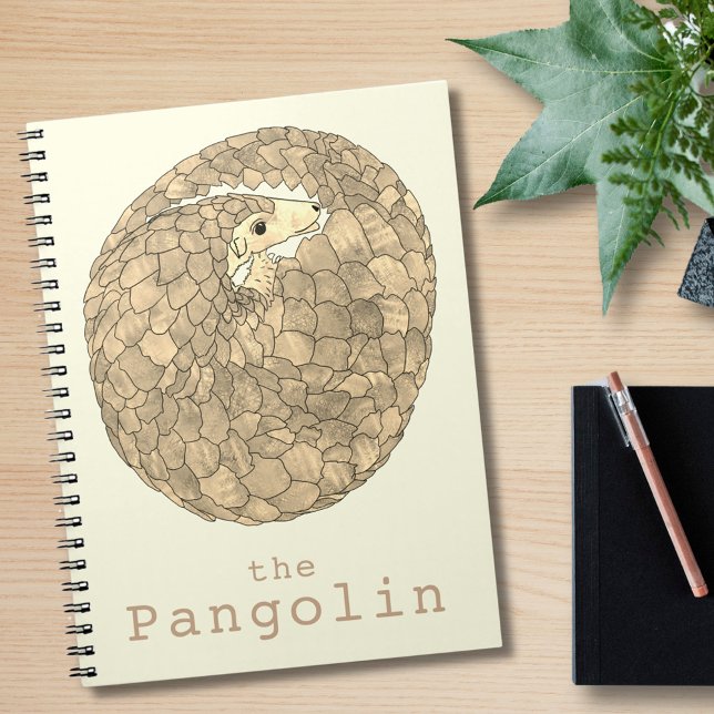 Pangolin gefährdete Arten Wildtiere Art Notizblock (Cute pangolin animal art notebook endangered species rare rolled up scaly anteater illustration )