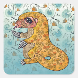 Pangolin in Blumenstoffen Quadratischer Aufkleber