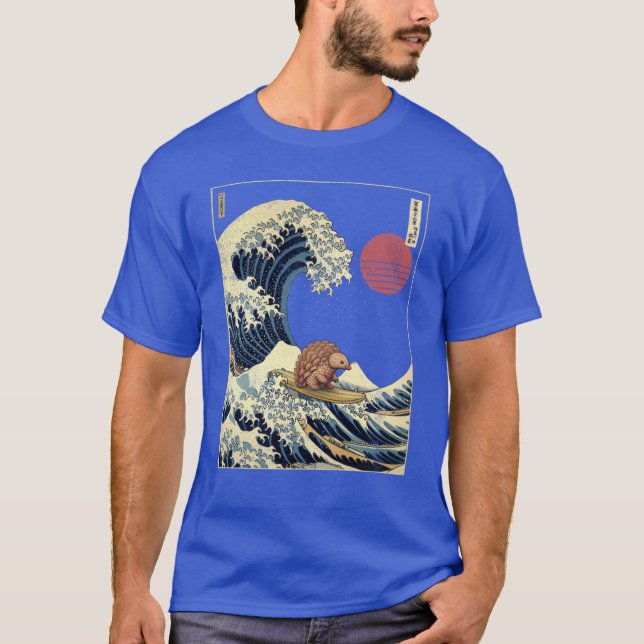 Pangolin Kanagawa Japanese Surfing Wave T-Shirt (Vorderseite)