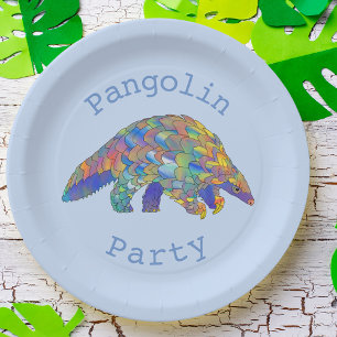 Pangolin Partei bedrohte Tier Aktivismus Blaue Kun Pappteller