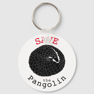 Pangolin-Slogan schwarz-weiß gerettet Schlüsselanhänger