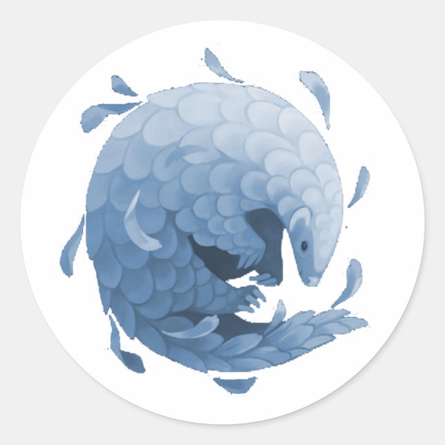 Pangolin-Sticker (blau) Runder Aufkleber (Vorderseite)