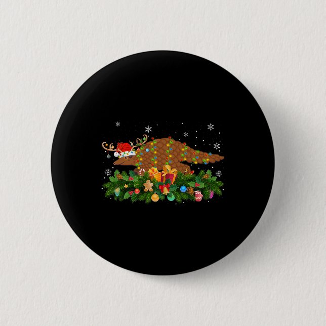 Pangolin Tierliebhaber Renntier Weihnachtsmannmütz Button (Vorderseite)