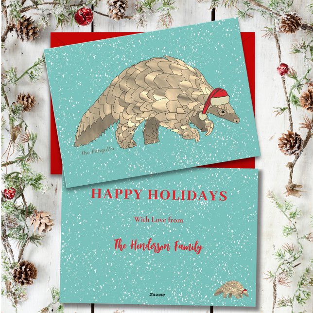 Pangolin Weihnachtbudget Custom (Christmas pangolin custom budget holiday card)