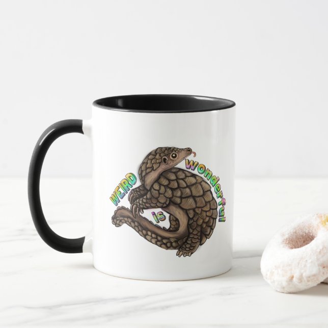 Pangolin Weird ist wunderbar Tasse (Mit Donut)