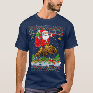 Pangolin Xmas Pajamas Ugly Santa Riding Pangolin C T-Shirt