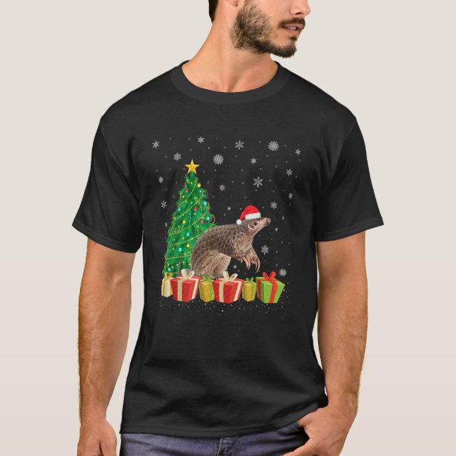 Pangolin Xmas Tree Light Weihnachtsmannmütze Pango T-Shirt (Vorderseite)