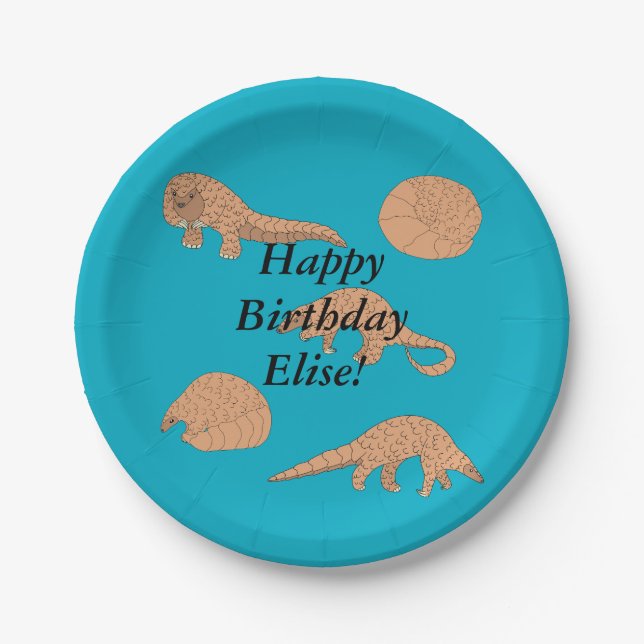Pangolins Geburtstag Pappteller (Vorderseite)