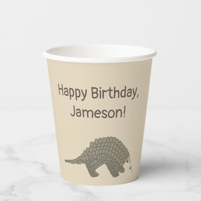 Pangolins Geburtstagspartei Pappbecher (Vorderseite)