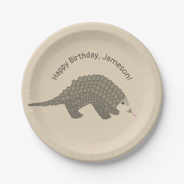 Pangolins Geburtstagsparty Paper Teller (Vorderseite)
