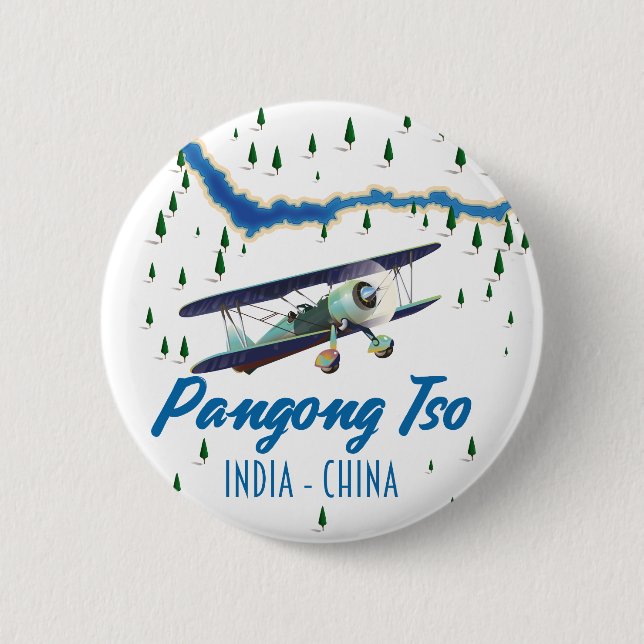 Pangong Tso India China Karte Poster. Button (Vorderseite)