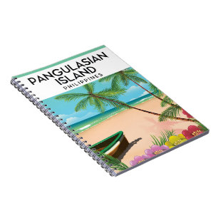 Pangulasische Insel Strand Reiseplakat. Notizblock