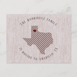 Panhandle Rose Linen und Heart Texas Moving Ankündigungspostkarte