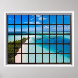 Panic Beach Lattice Window View Poster