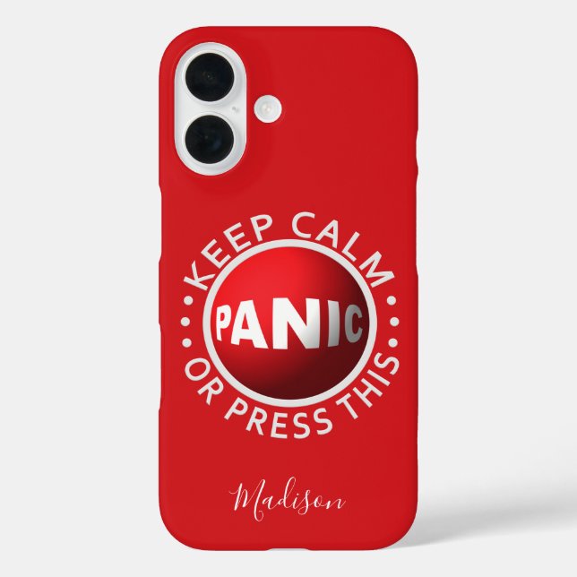 Panic Button individuelle Name Handy-Fälle iPhone 16 Hülle (Rückseite)