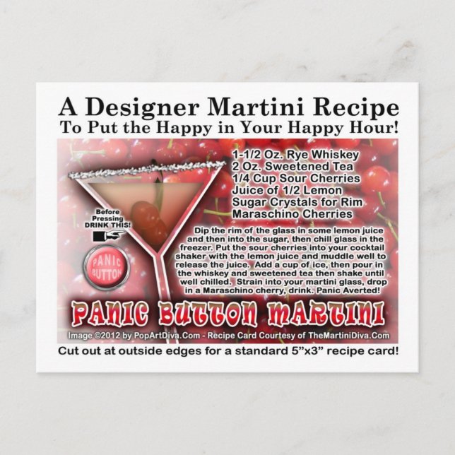Panic Button Martini Rezept Postkarte (Vorderseite)