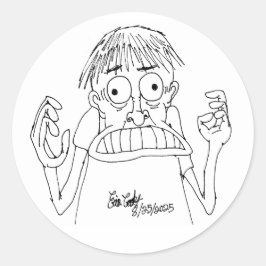 panicky cartoon character runder aufkleber
