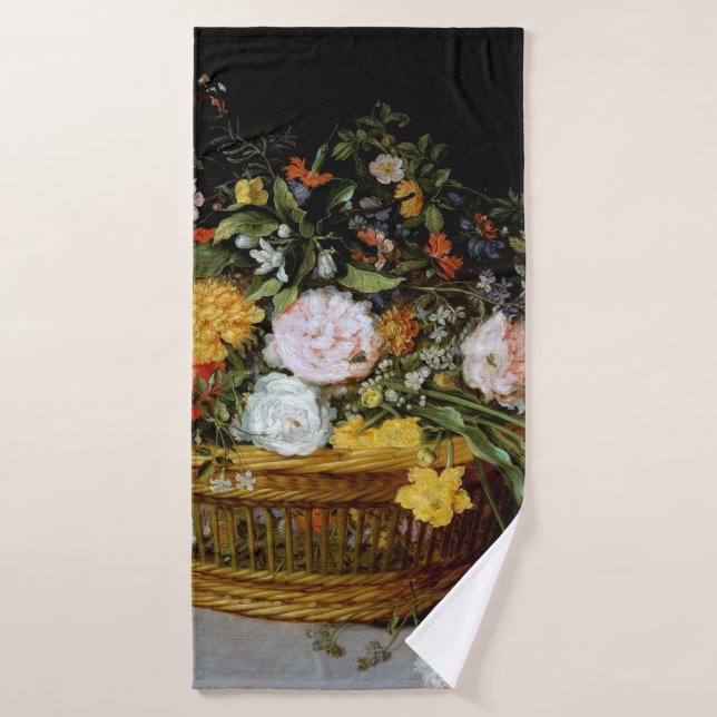 Panier de fleurs, Jan Brueghel le plus jeune (Serviette de bain)