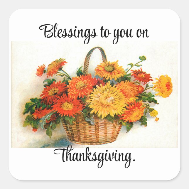 Panier De Fleurs Stickers Thanksgiving (Devant)