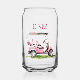 Panier de golf rose Preppy Monogramme