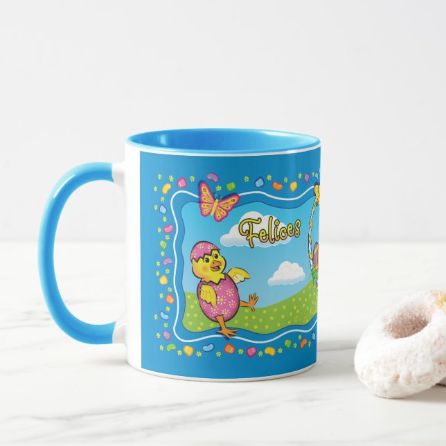 Panier de Pâques Pâques Espagnol Céramique Mug (Avec donut)