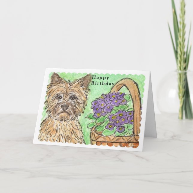 Panier de pensées de carte de joyeux anniversaire (Devant)
