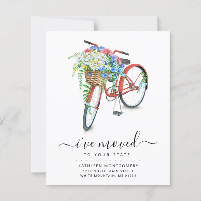 Panier floral de vélo rouge Budget Carte de déména (Devant)