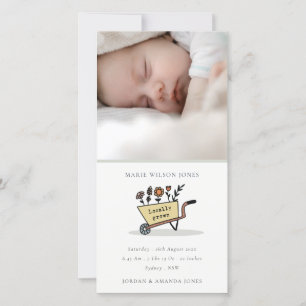 Panier floral jaune Photo Faire-part de naissance 