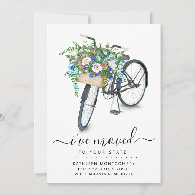 Panier floral noir Faire-part de déplacement (Devant)