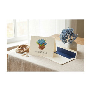 Panier Nantucket personnalisé avec hydrangeas bleu