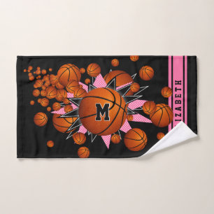 paniers noirs rose stars filles monogrammed