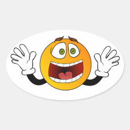 Panik Emoji Ovaler Aufkleber
