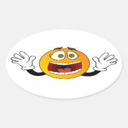 Panik Emoji Ovaler Aufkleber