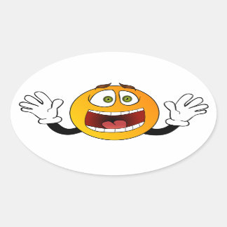 Panik Emoji Ovaler Aufkleber