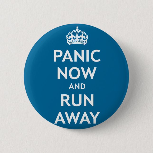 Panik jetzt und Lauf weg Button (Vorderseite)