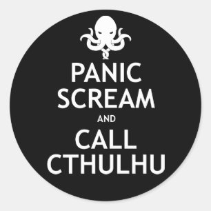 Panik-Schrei und Anruf Cthulhu Runder Aufkleber